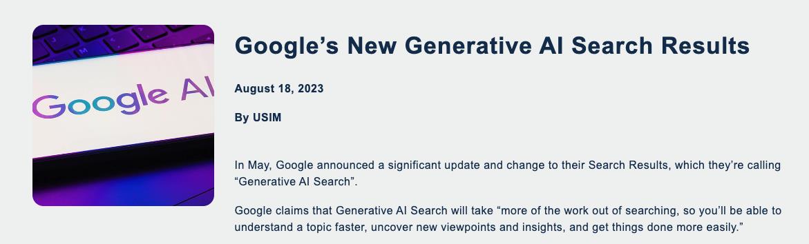 Google’s New Generative AI Search Results